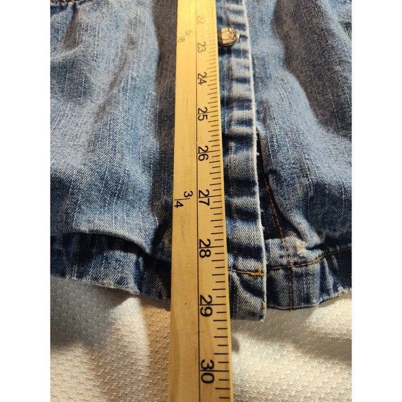 HAVANA‎ JACK'S Womens 1x Blue Denim Jeans Jacket Shacket Distressed 1295 - Picture 8 of 11